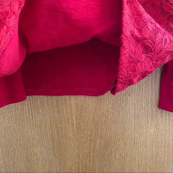 LOFT • Red Lace Front Long-Sleeve Top - Size M - Picture 9 of 13